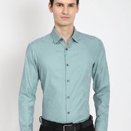 Peter England Elite Men Spread Collar Floral Printed Cotton Formal Shirt-picture-15