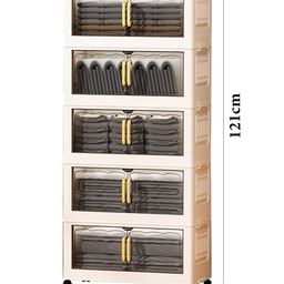House of Quirk With Multi Layer Plastic Storage Cabinet 5 Layer Foldable Storage Box with Lid image 3