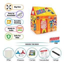 Krocie Toys Tent House With LED Lights & Super Heroes Print - Multicolor image 4