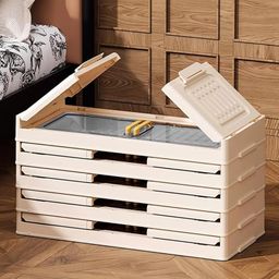 House of Quirk With Multi Layer Plastic Storage Cabinet 5 Layer Foldable Storage Box with Lid image 4