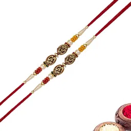 MEIRA JEWELLERY Set Of 2 Rakhi With Roli Chawal & Greeting Card-17