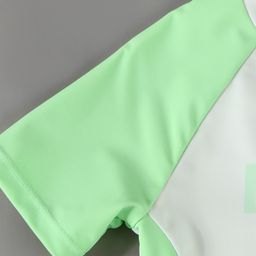 Mark & Mia Half Raglan Sleeves Flared Legged Swimsuit With Color Block Design - Light Green image 5