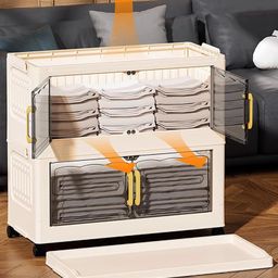 House of Quirk With Multi Layer Plastic Storage Cabinet 5 Layer Foldable Storage Box with Lid image 5