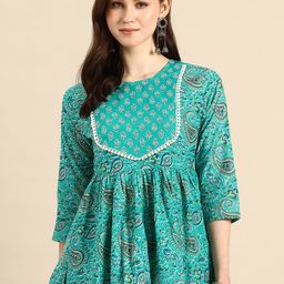 A&K Pure Cotton Floral Print Peplum Top-image-75