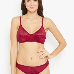 N-Gal Women Maroon Lace Bridal Lingerie Set NTDLS11-picture-7
