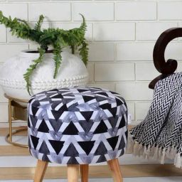 Shadowkart Black Triangle Wood Printed Ottoman-image-40