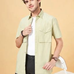 Urban Ranger by Pantaloons Sage Green Regular Fit Shirt-image-45
