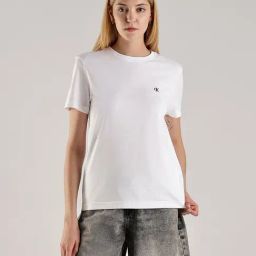 calvin klein jeans Calvin Klein White Cotton Solid Short Sleeves T-Shirt-picture-24