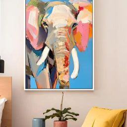 Art Street Blue Portrait Majestic And Colourful Elephant Wall Art Abstract Home Decor-15