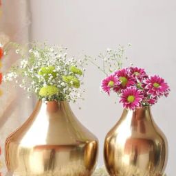 BEHOMA Home Collection Gold Metal Flower Vase - Set of 2-image-30