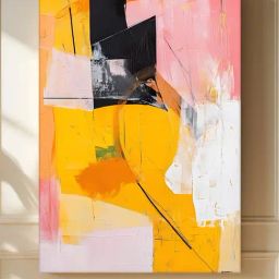 Art Street Yellow Portrait Abstract Canvas Wall Art Painting Vibrant Modern Home Decor-image-8
