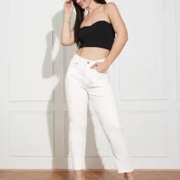 Miss Chase White Denim Solid Jeans-picture-27