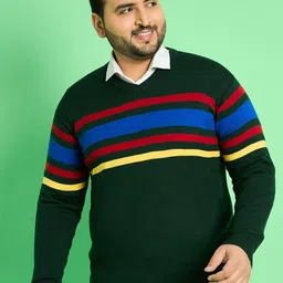 bigbanana Men Plus Size Striped Pullover Sweater-image-88