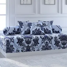 Swayam Sparkle Blue Cotton Blend 120 TC, Diwan Set of 6-image-5