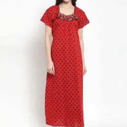 Secret Wish Red & Black Polka Dot Nighty-image-27