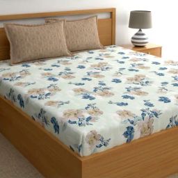 Home Ecstasy Green & Blue Cotton 140 TC Bedsheet Set-image-2