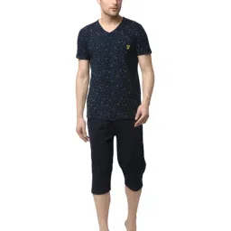 Vimal Jonney Navy Printed T-Shirt & Capris-image-18