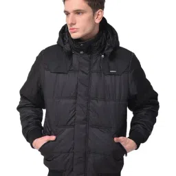 Woodland Black Polyester Hooded Jacket-picture-44