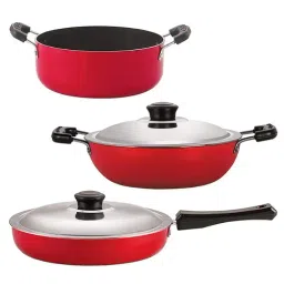 Nirlon Red Aluminium Non- Stick Cookware - Set of 3-41