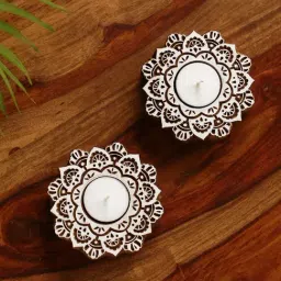 ExclusiveLane Hand-Carved Blocks Tea-Light Holders In Sheesham Wood (Set of 2)-image-40