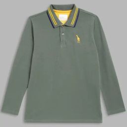 Blue Giraffe Kids Green Logo Full Sleeves Polo T-Shirt-image-93