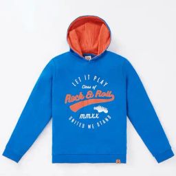 Ed-a-Mamma Kids Blue & Orange Cotton Printed Full Sleeves Hoodie-image-86
