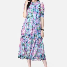 Cation Multicolored Floral Print A-Line Dress-image-22