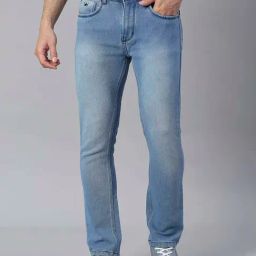 High Star Light Blue Slim Fit Lightly Washed Jeans-image-99