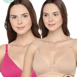 Inner Sense Pink & Beige Half Coverage T-Shirt Bra - Pack of 2-image-40