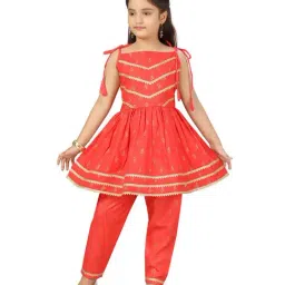 Aarika Kids Red Cotton Printed Kurti Set-image-58