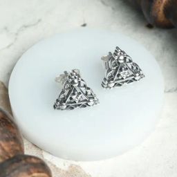 SHEER by Priyaasi Silver Triangular Stud Earring-21