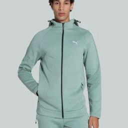 Puma Green Moon Cotton Slim Fit Sports Hoodie-image-43