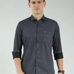 Monte Carlo Navy Blue Cotton Regular Fit Printed Shirt-picture-38