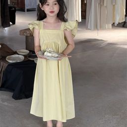 StyleCast x Revolte Girls Solid Choker Neck Gathered or Pleated Cotton A-Line Dress-image-67