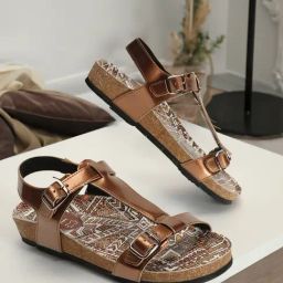Elle Women's Antique Gold Sling Back Sandals-picture-26
