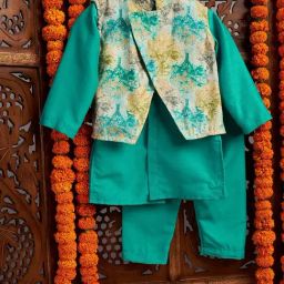 StyloBug Boys Green Printed Kurta Set-image-71