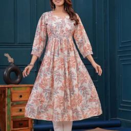 Meeranshi Cream Chanderi Silk Floral Three-Quarter Sleeves Kurta-image-54