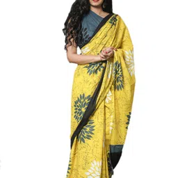 KIAARON Ethnic Motifs Block Print Pure Cotton Saree-image-19