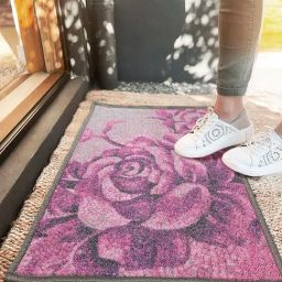 Bianca Pink & Purple Nylon Floral Door Mat (Large)-19