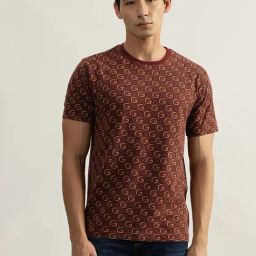 Gant Red Cotton Regular Fit Printed T-Shirt-image-15