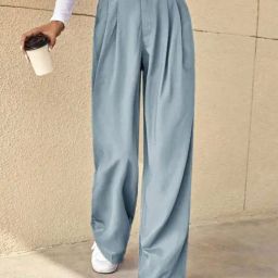Kotty Light Blue Regular Fit High Rise Pants-image-88