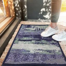 Bianca Blue & Green Nylon Abstract Door Mat (Large)-64