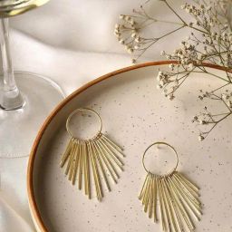 Priyaasi Gold Square Half Hoop Earring-image-14