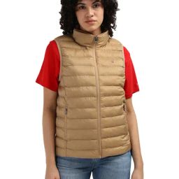 Tommy Hilfiger Khaki Polyester Solid Women Regular Fit Padded Jacket-image-1