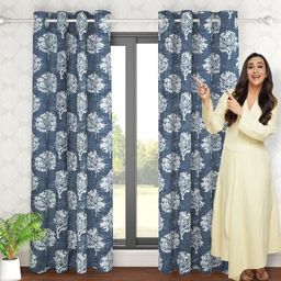 HOKIPO Blue & White Set of 2 Ethnic Motifs Room Darkening Window-15