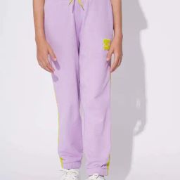 VERO MODA GIRL Kids Crocus Petal Cotton Solid Joggers-17