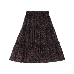 Allen Solly Junior Black Floral Print Skirt-picture-41