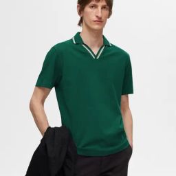 SELECTED HOMME Green Regular Fit Cotton Polo T-Shirt-image-21