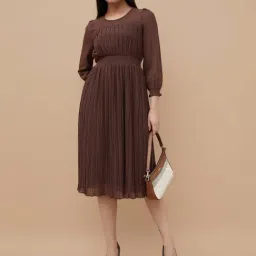Code By Lifestyle Brown Regular Fit Dress-picture-9