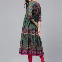 Rain and Rainbow Multicolor Printed Fit & Flare Kurta image 2